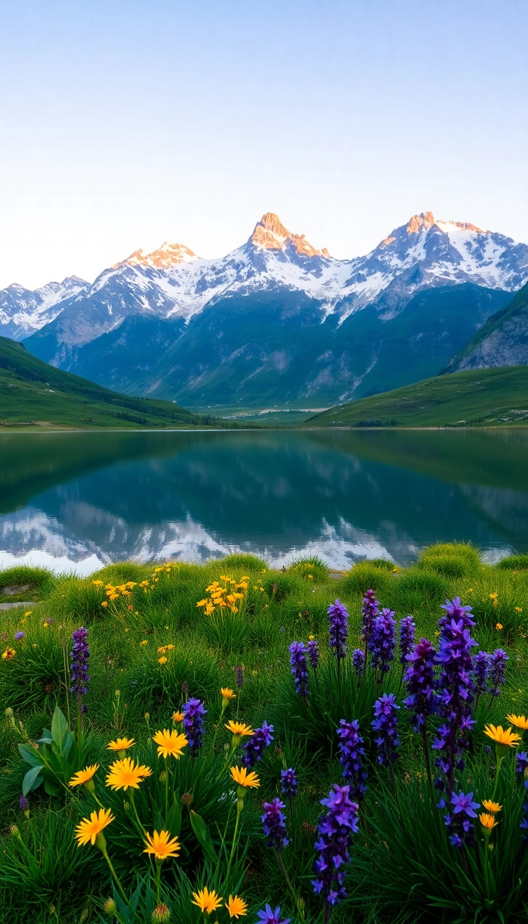 iPhone Elegant AI Spring Mountain Reflection Dynamic Background Royalty-Free Stock Photo